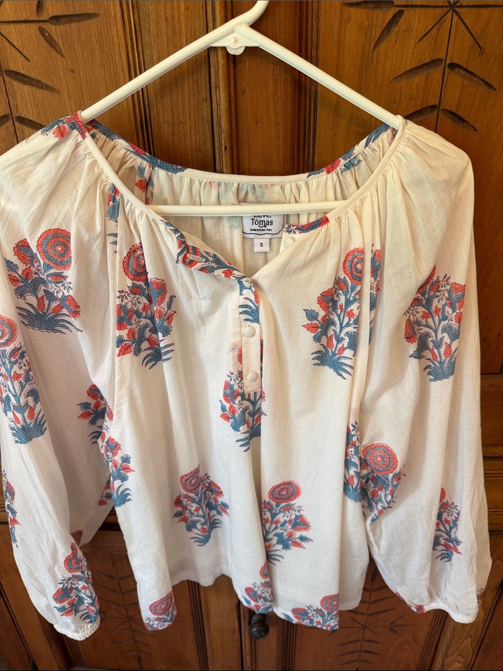 Emerson Fry Cream Tunic with Blue and Coral Floral Print